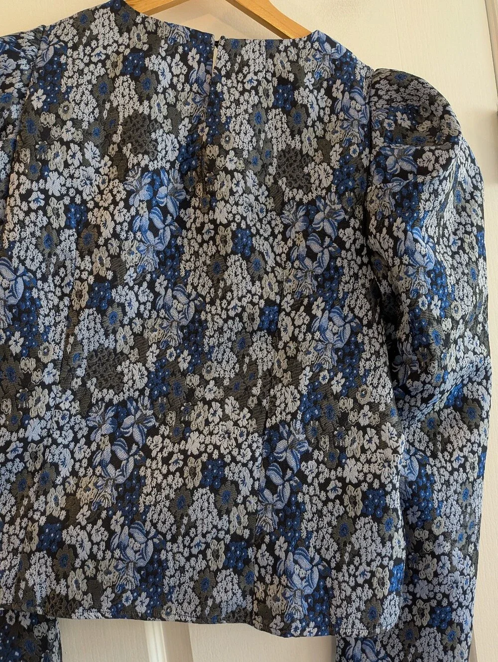 Tuckernuck Hyacinth House Blue Jacquard Priscilla Puff Sleeve Top Size XXL NWOT